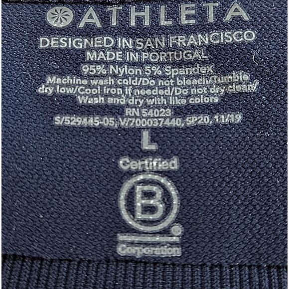 ATHLETA Women L Oxygen Mesh Performance Top Navy Activewear Seamless FITTED 32" - Picture 3 of 7